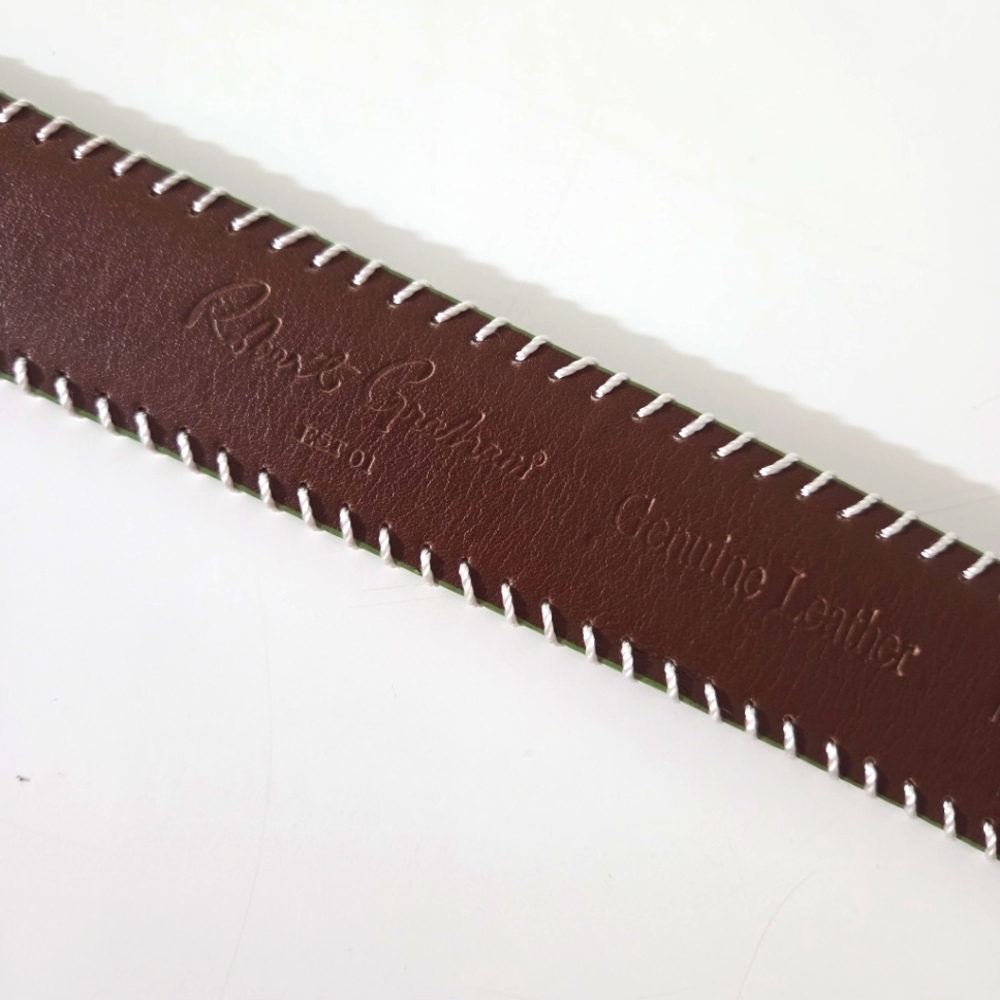 Robert Graham - Oxblood Griffith Leather Belt Size 34 - Picture 10 of 12